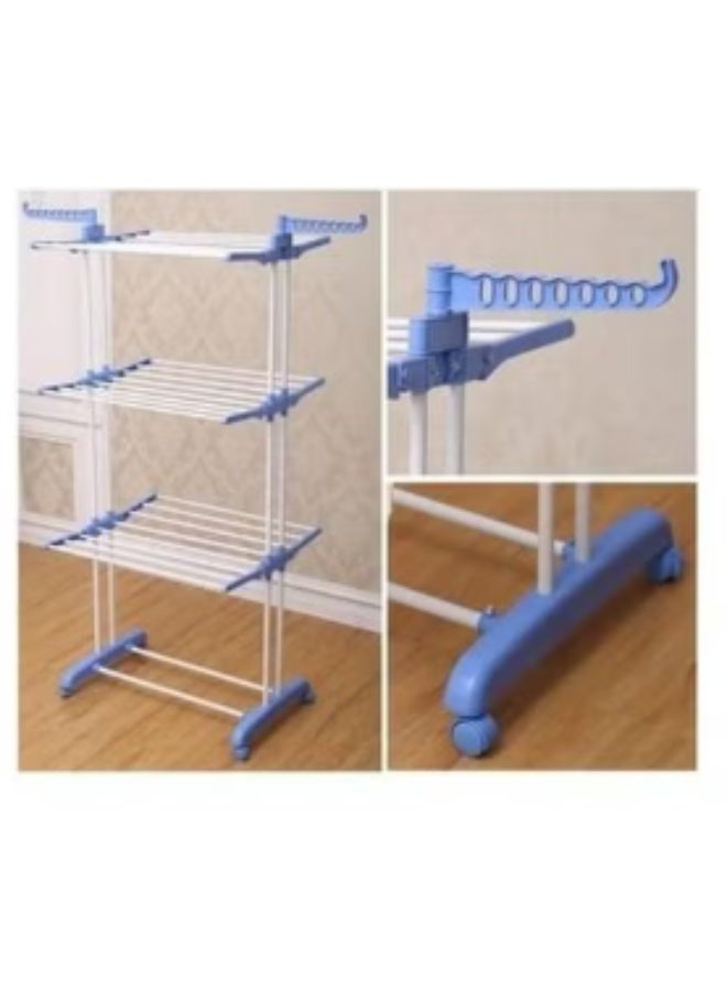 Stainless Steel Clothes Drying Rack Supports Up to 50kg – Durable & Rust Resistant – Size (750×1260)×6 – Light Blue - Image 2